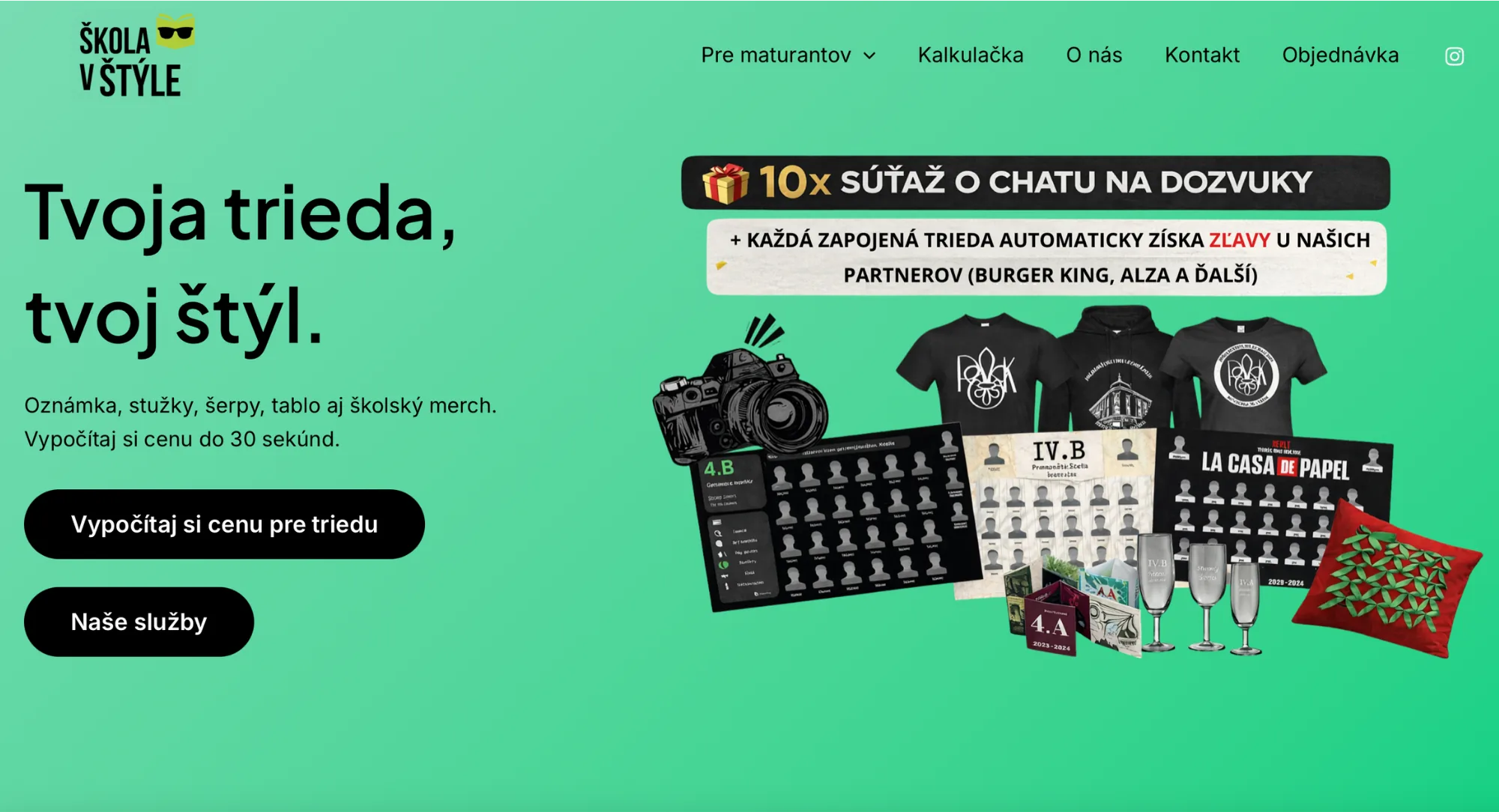 Web Škola v Štýle s ponukou pre maturantov